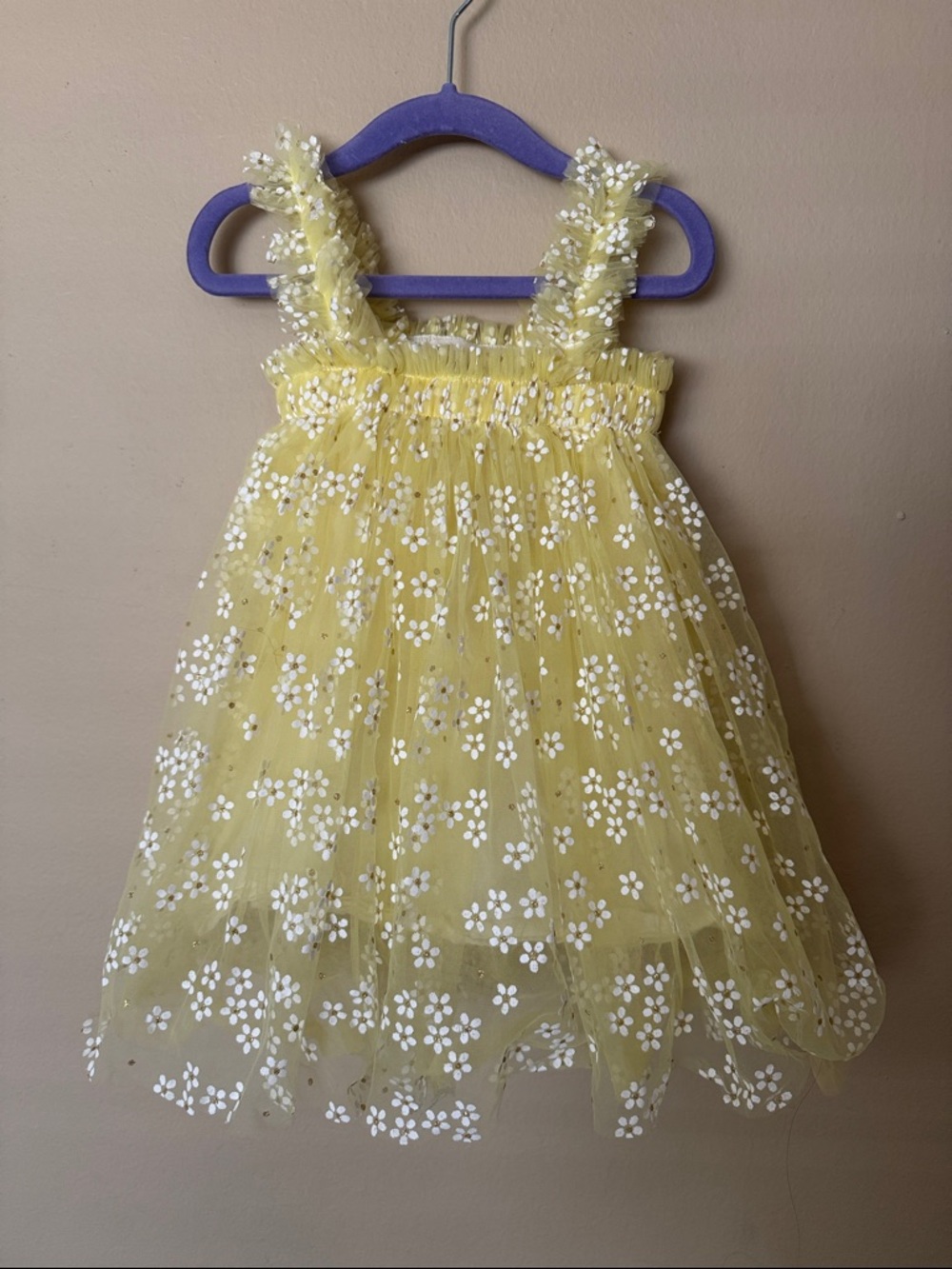 Yellow Floral Tulle Girls' 3T Dress - Wild + Rae
